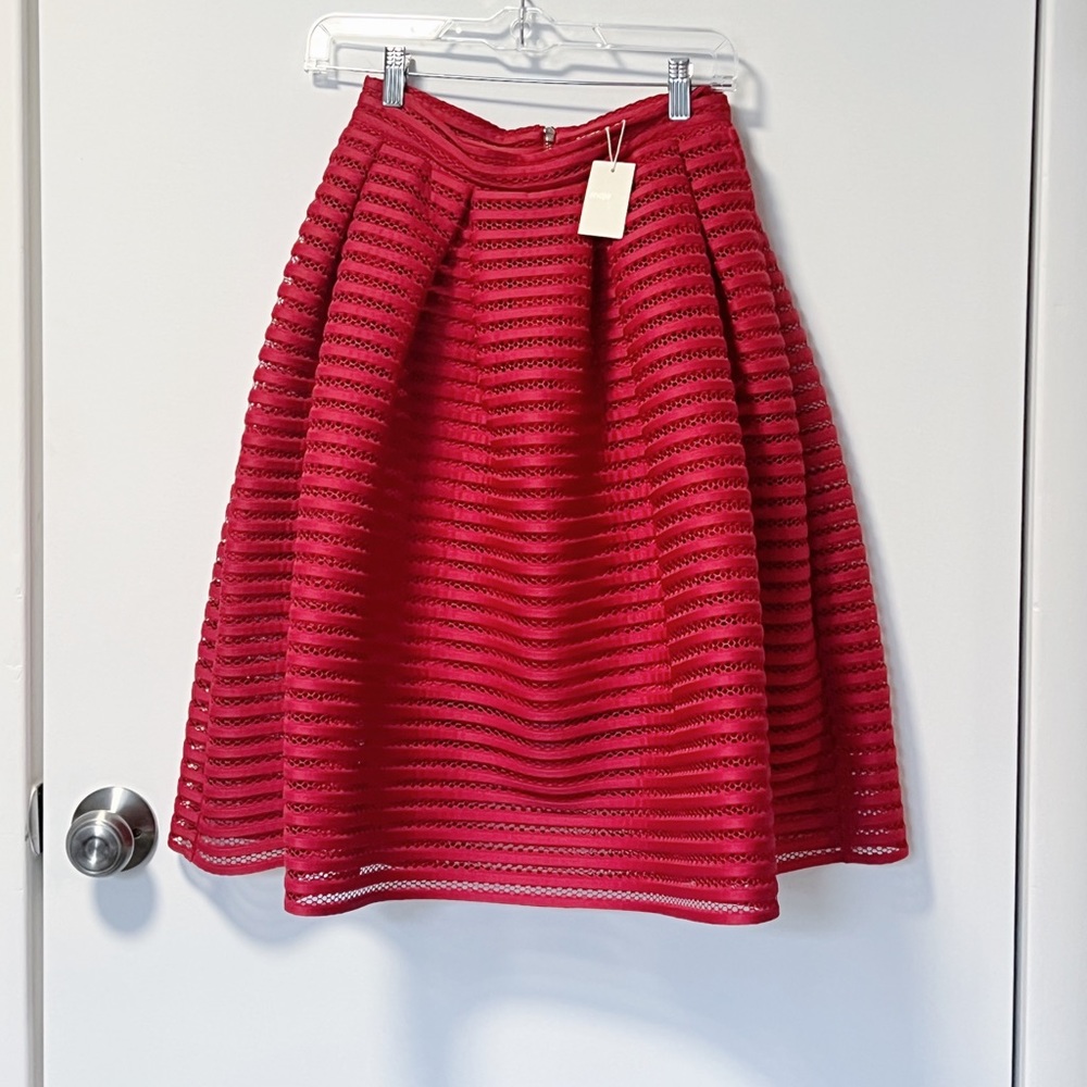 Maje A Line Mid Length Skirt Jupe Boule En Mail Cerise Size 2